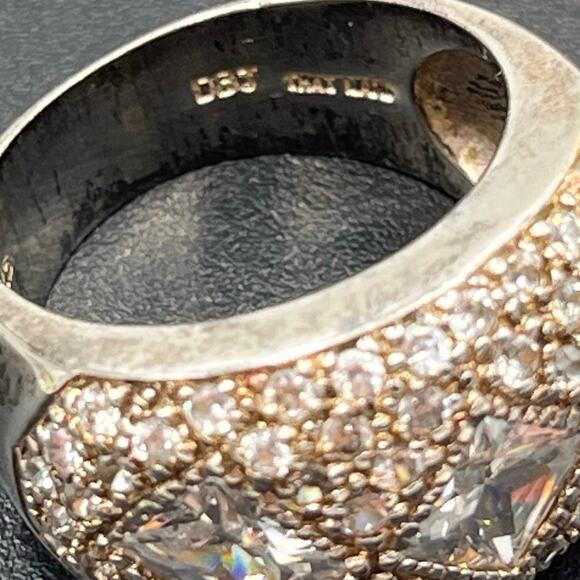 DBJ Designer Ladies Sterling Silver Rhinestone Cocktail Jewelry Ring Size 8.25 - Picture 10 of 11